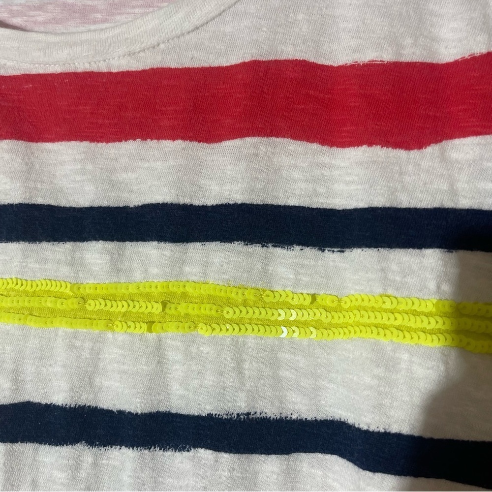 ❤️2/$15 or 3/$21❤️Talbots S/S Multi-colored  Striped Sequin Top, Size XS - Picture 5 of 10